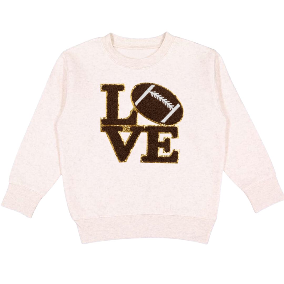 Football Love Patch Sweatshirt- Natural