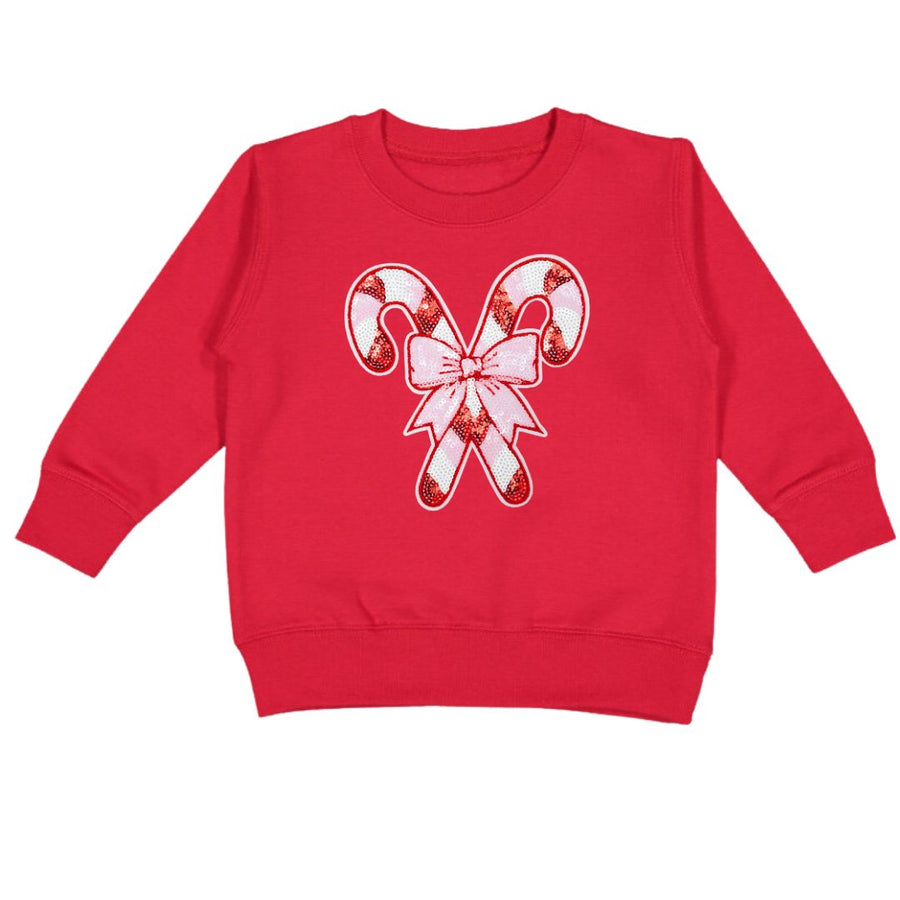 Candy Cane Patch Christmas Sweatshirt- Red