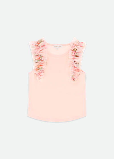 Peach Primrose Toni Ruffle Trim Top