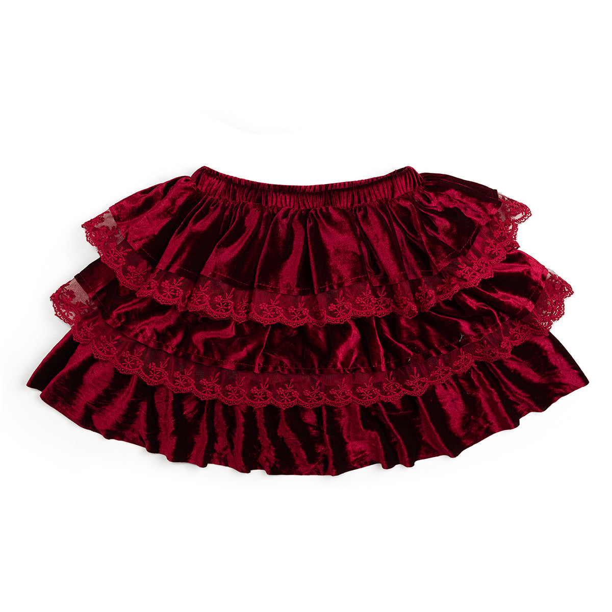 Ruby Red Velvet Tiered Christmas Skirt