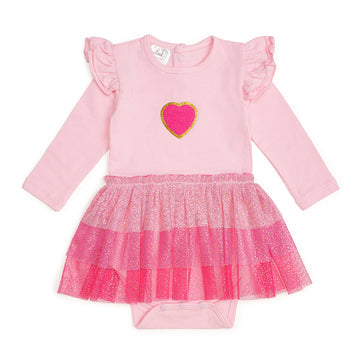 Pink Petal Valentine's Day LS Tutu Bodysuit