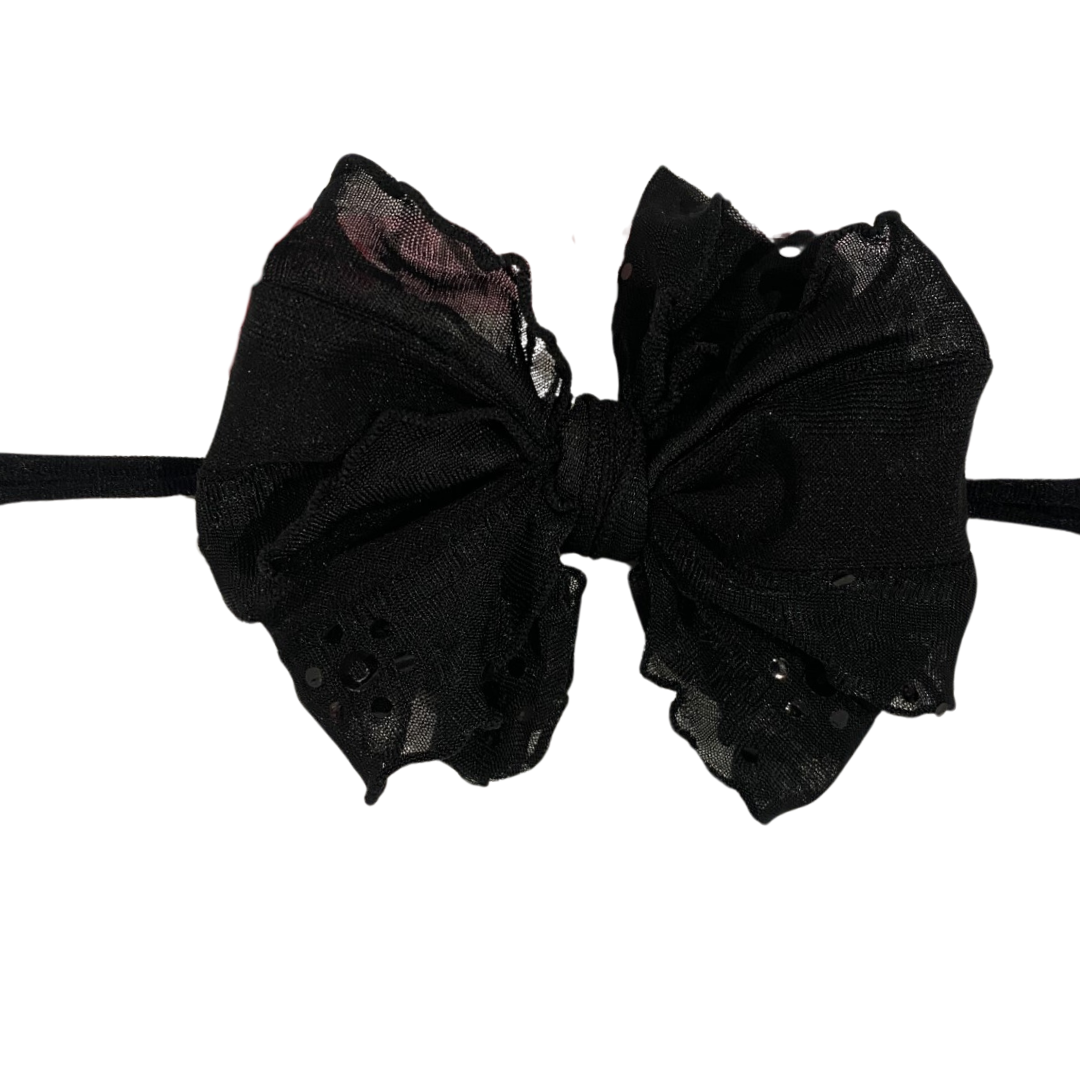 Black Sequin Mini Ruffle Headband