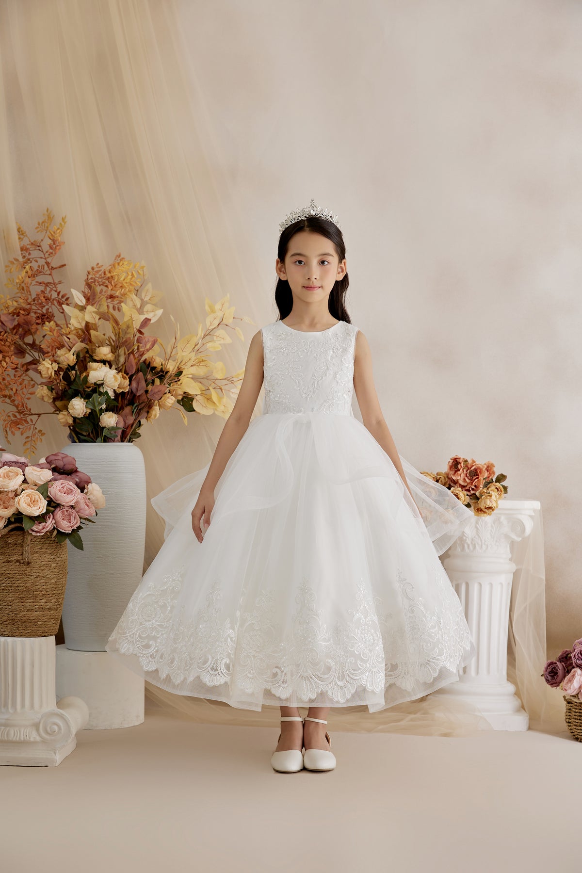 peplum dress with lace top Juliet 630: Long Peplum Dress with Lace Top and Sheer Sleeves sheerdreamz