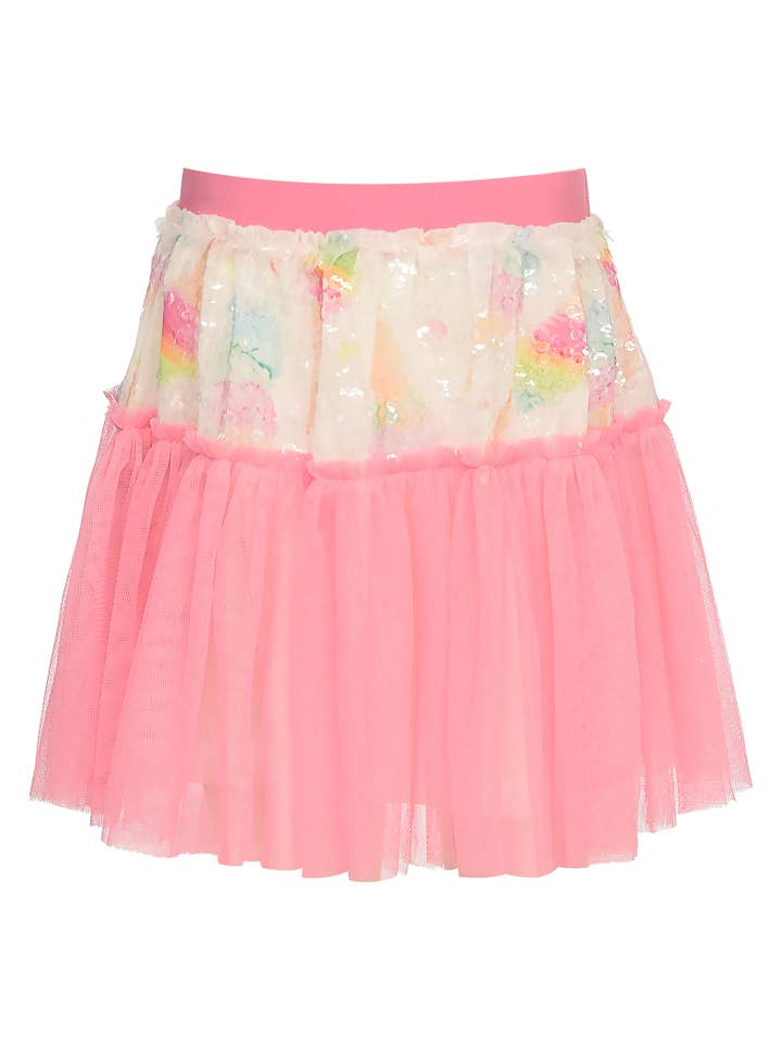 Pink Multi Ice Cream Print Sequin Tutu Skirt