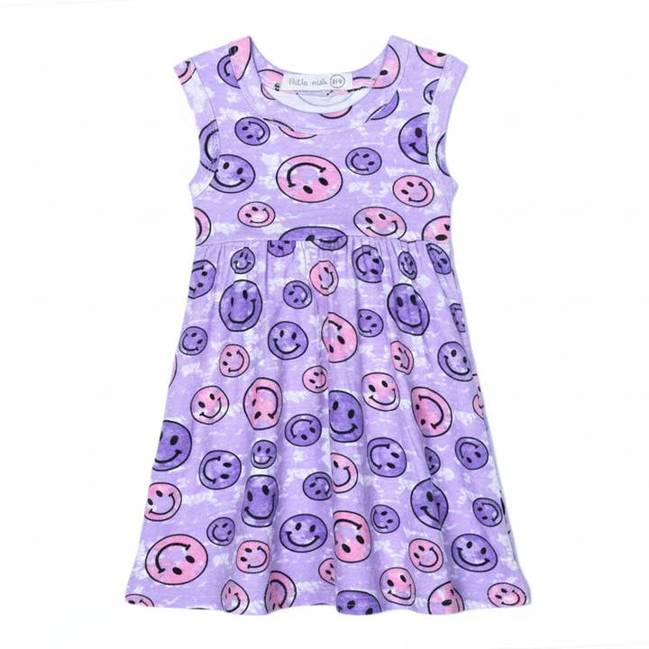 Purple Smiley Tie Dye Dress