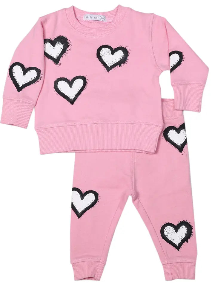 Graffiti Heart 2 PC Set- Pink
