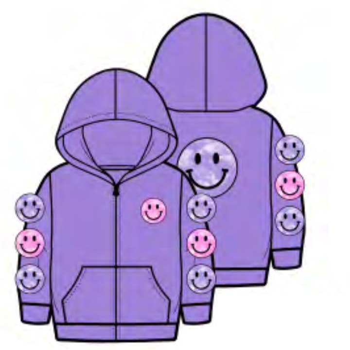 Purple Smiley Tie Dye Hoody