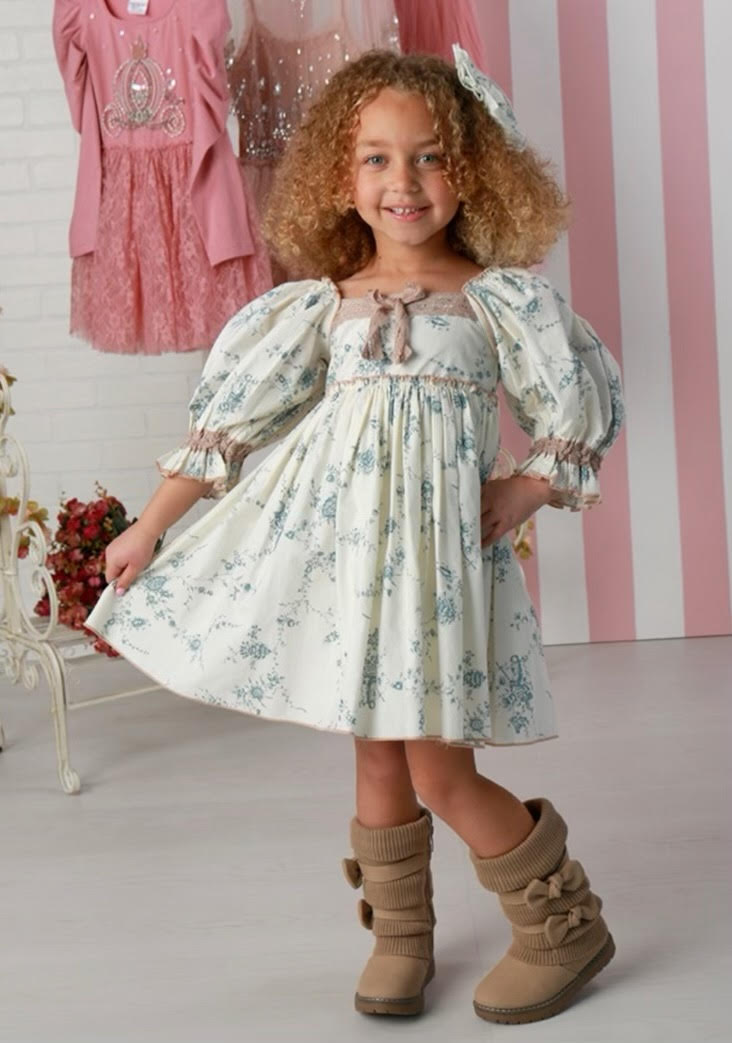 Sky Toile Babydoll Dress