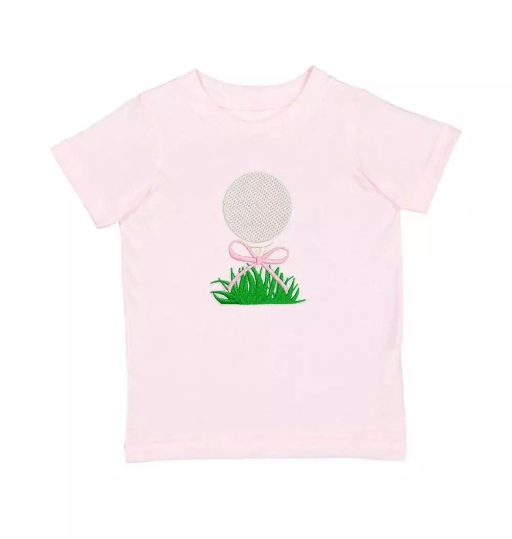 Golf Tee Bow Patch Short Sleeve T-Shirt - Ballet Pink