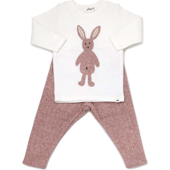 Ragdoll Bunny LS Cream Tee Mixed 2pc. Set- Blush Heather