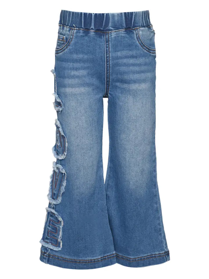 Blue Flared Pants w/LOVE Patch
