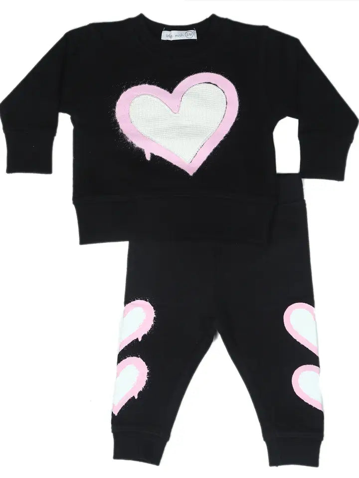 Graffiti Heart 2 PC Set- Black