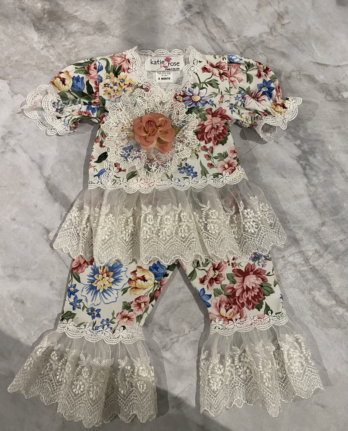 Flora 2 PC. Flower Set w/Lace Trim