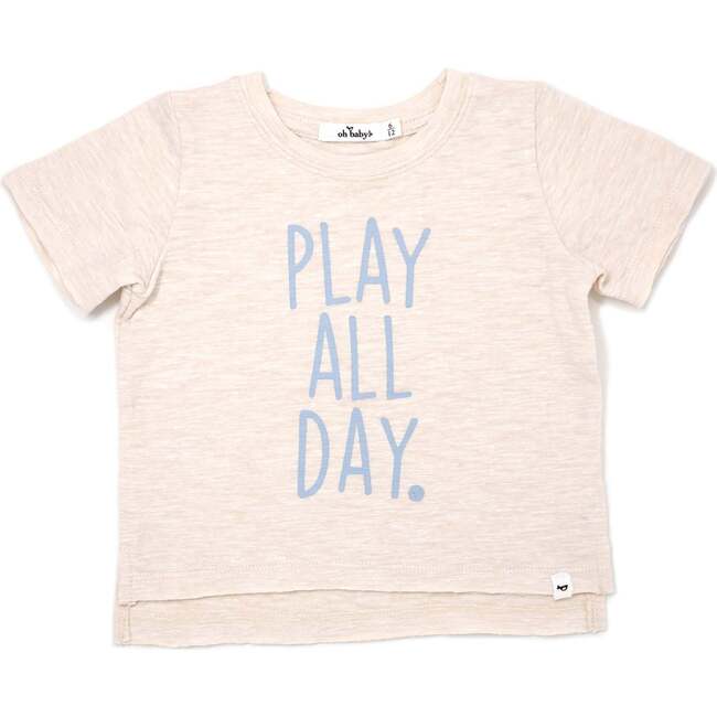 Raw Edge Short Sleeve Cotton Slub Tee - Play All Day - Sand Heather