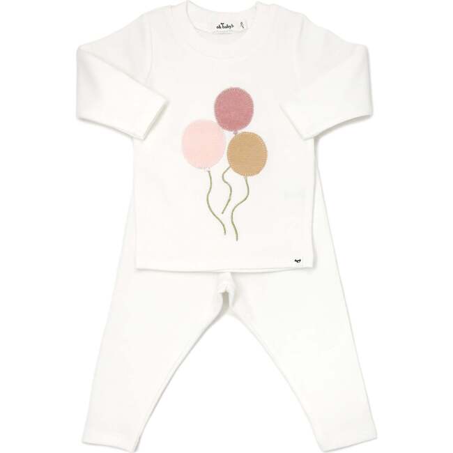 Balloons Terry Appl L/S 2pc Set-Cream