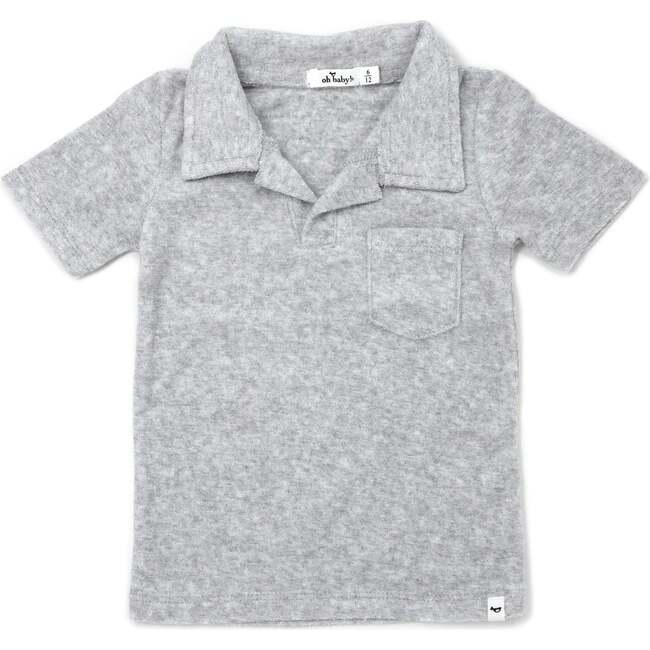 Terry Polo Shirt-Heather Gray