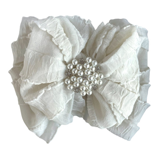 Ivory Pearl Ruffled Headband