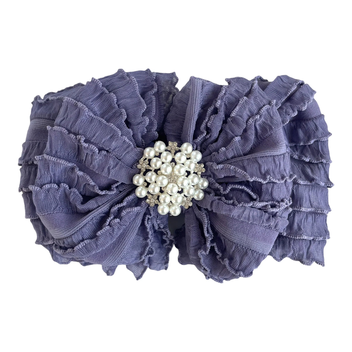 Denim Pearl Ruffled Headband