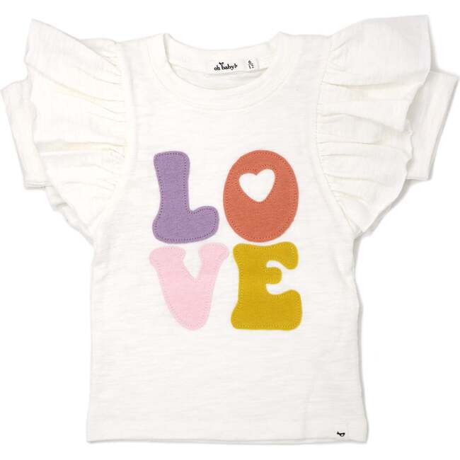 Butterfly Short Sleeve Cotton Tee - LOVE - Oyster Heather