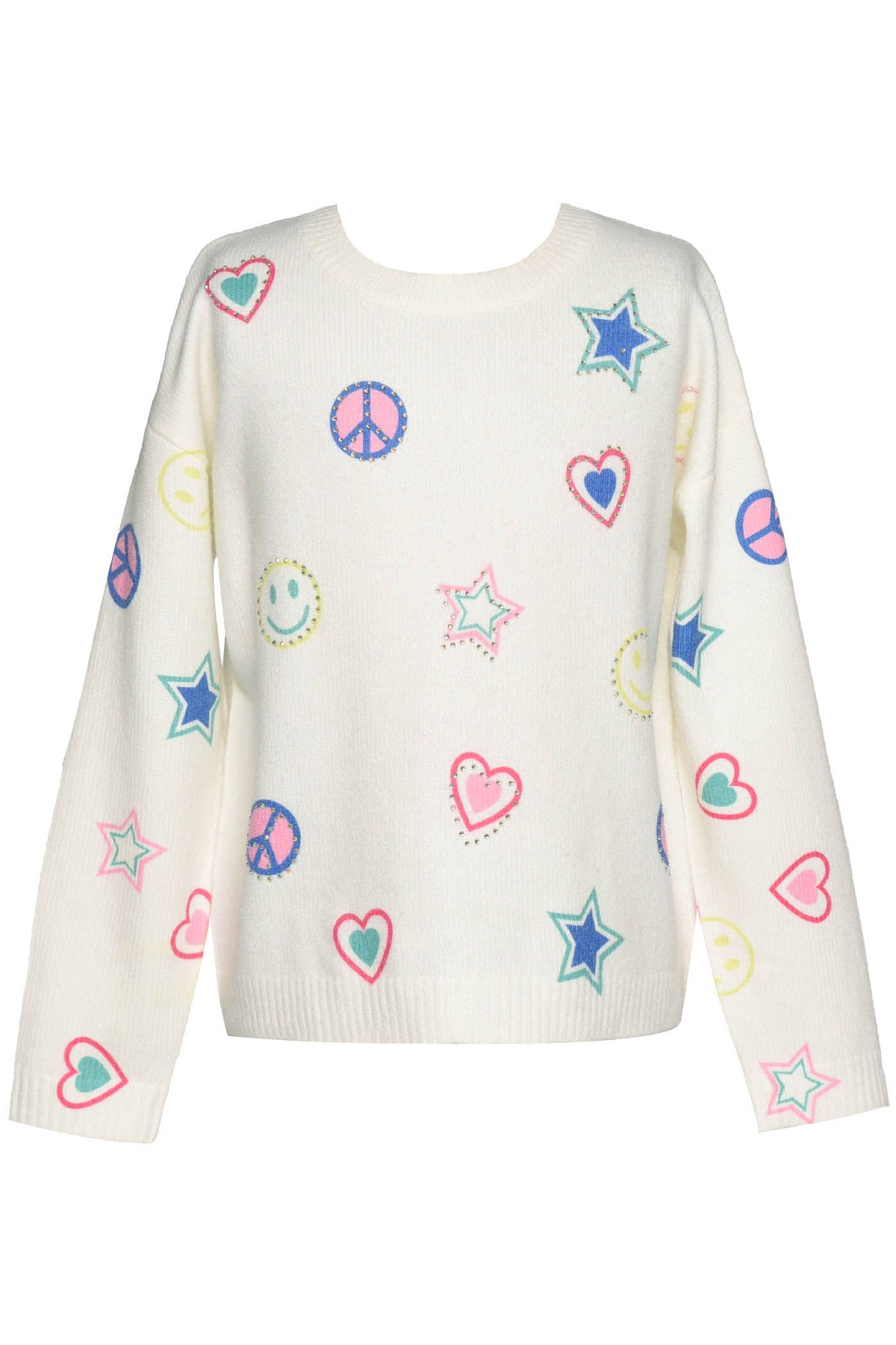 Ivory Multi Printed Emoji Sweater