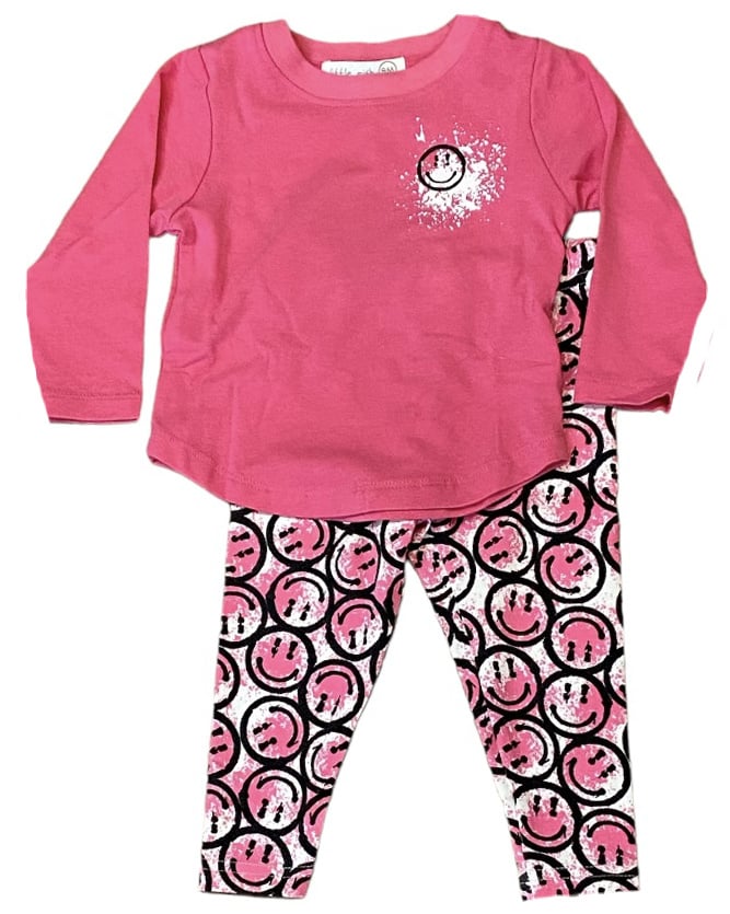 Happy Graffiti Tee & Leggings - Pink