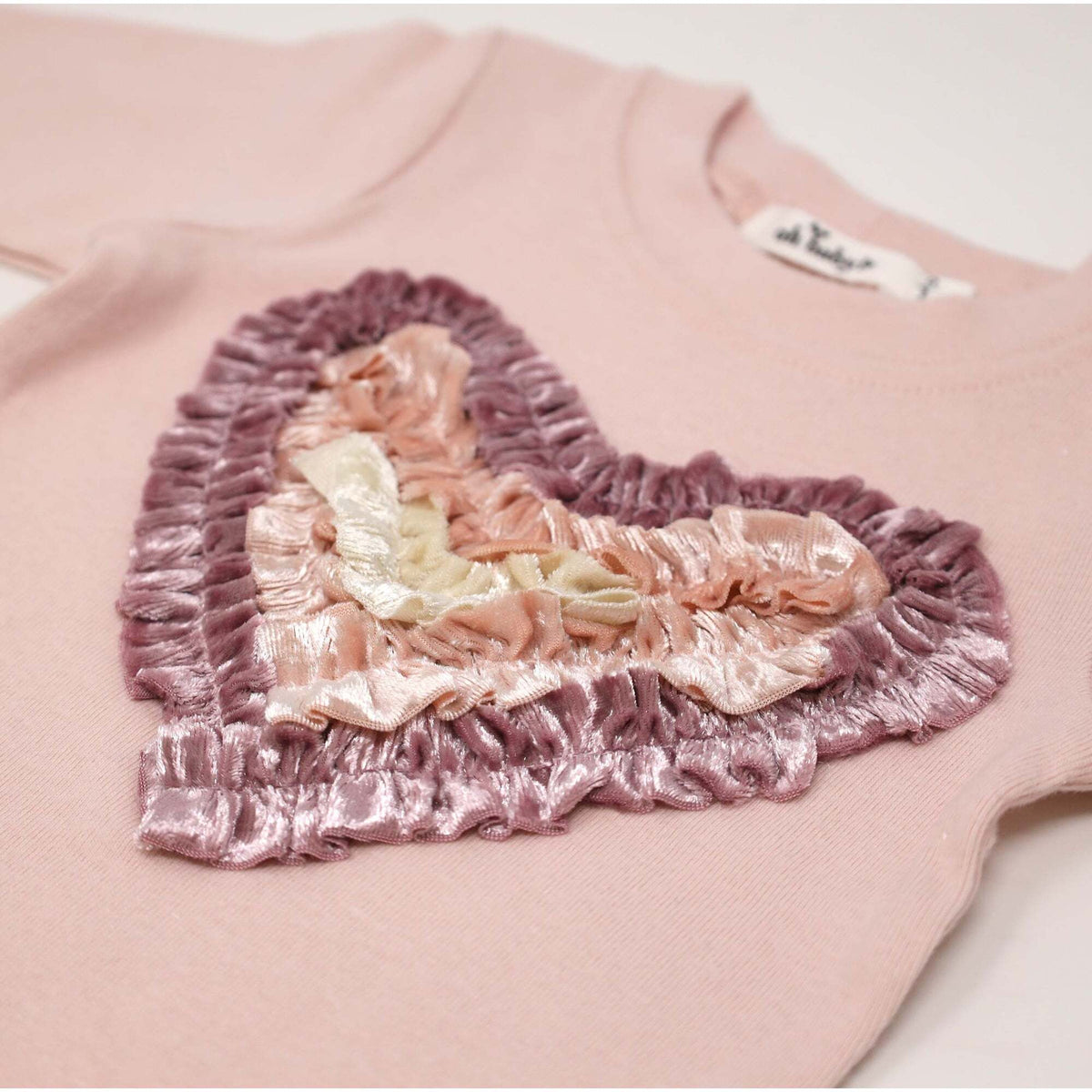 Velvet Multi Heart L/S Tee-Blush