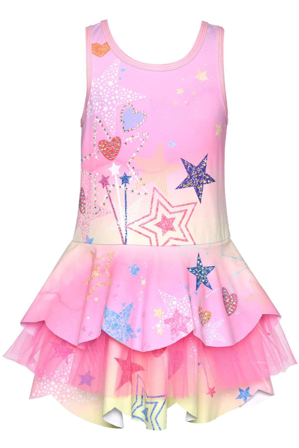 Printed Scallop Tutu Dress- Pink Multi