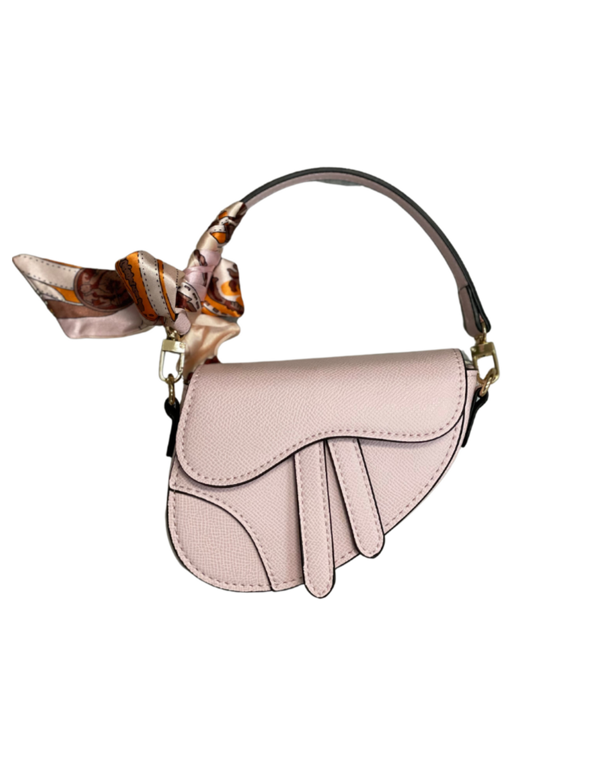 Pink Mini Saddle Purse w/Scarf