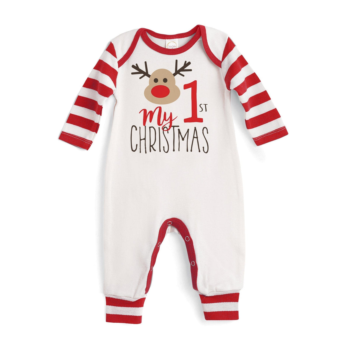 My 1st Christmas Striped Romper