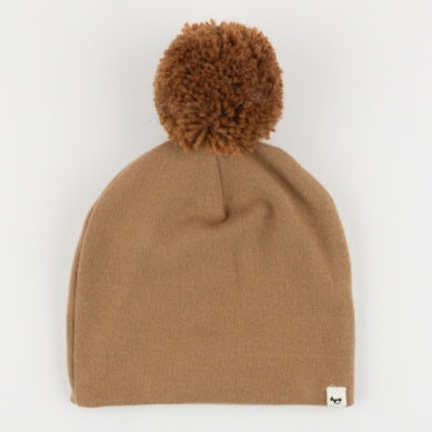 Chocolate Pom Baby Rib Hat