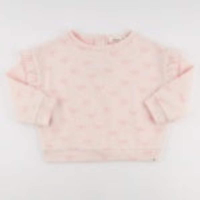 Mini Bows Ruffle Slouch Sweatshirt-Pale Pink