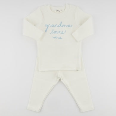 Grandma loves me" FOG Baby Rib 2 pc Set - Cream