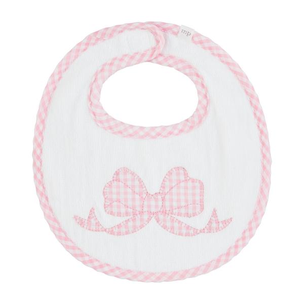 Pink Gingham Bow Bib