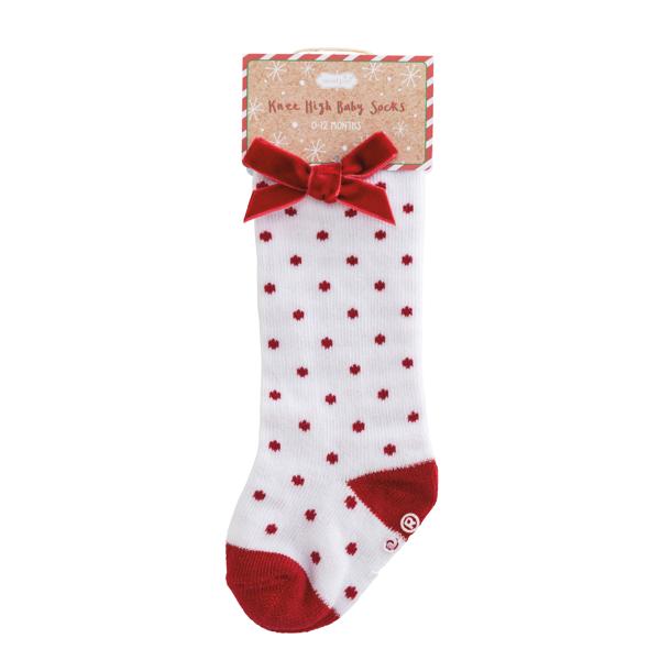 Tall Red Dot Bow Socks