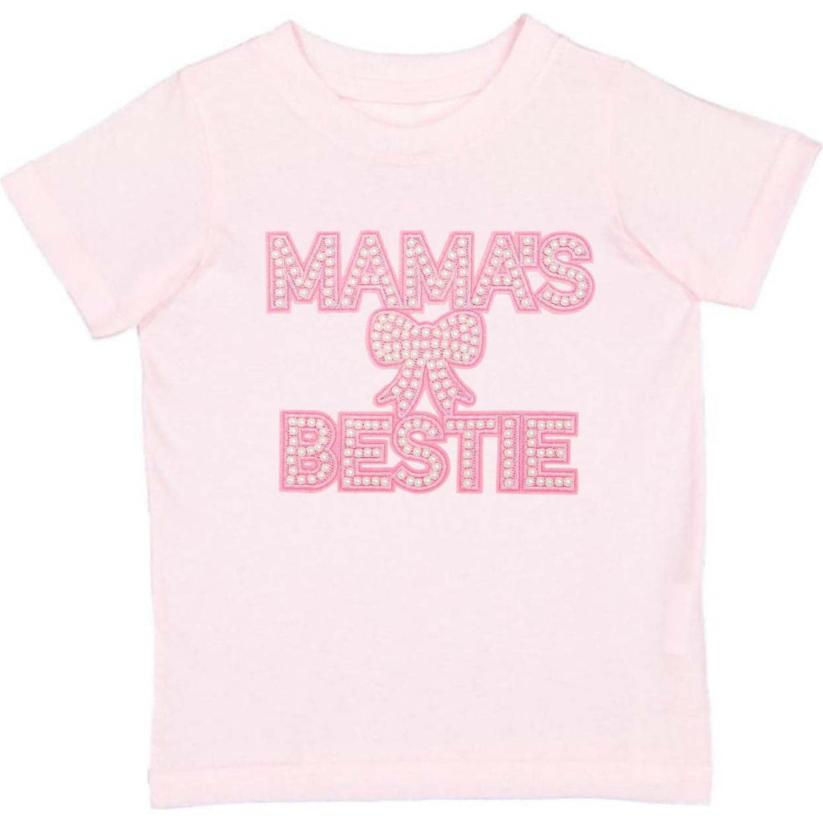 Mama's Bestie Pearl Patch Short Sleeve T-Shirt - Ballet Pink