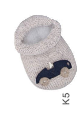 Beige Knitted Bootie w Black Car