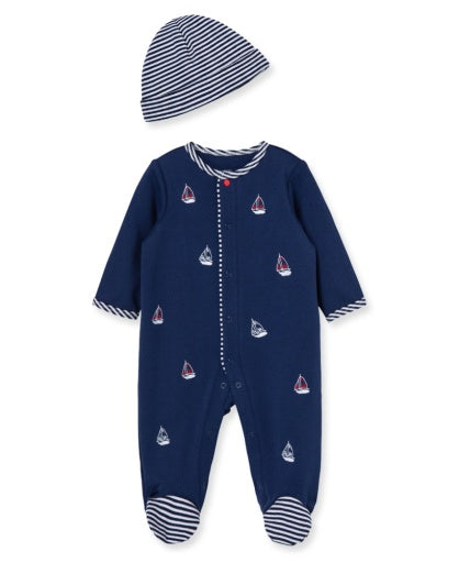 Sailboats Footie with Hat